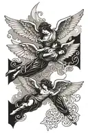 3 angels flying tattoo design idea