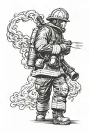 firefighter battling flames tattoo design idea