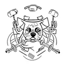 A minimalist tattoo design of a dog lifting weights at the gym tattoo design idea