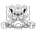 A minimalist tattoo design of a dog lifting weights at the gym tattoo design idea