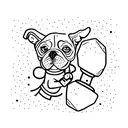 A minimalist tattoo design of a dog lifting weights at the gym tattoo design idea