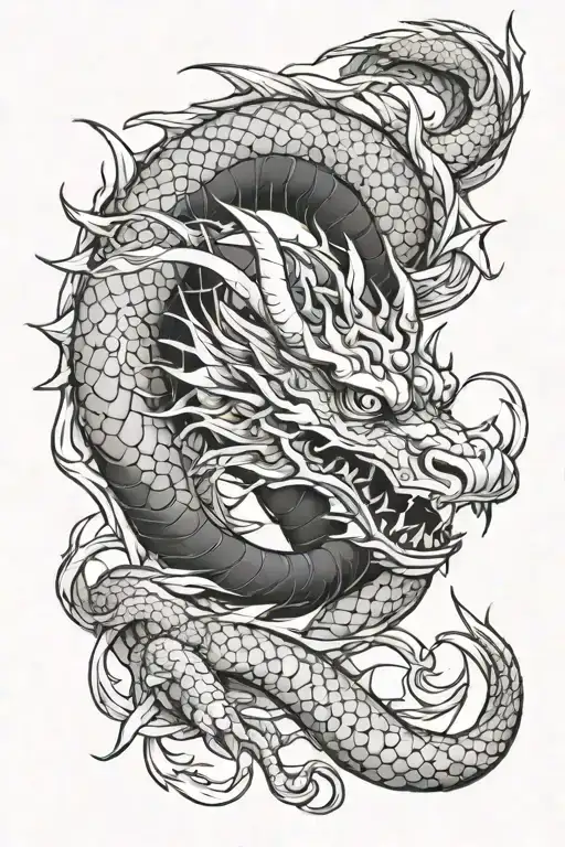 chihiro dragon wrapped tattoo design idea