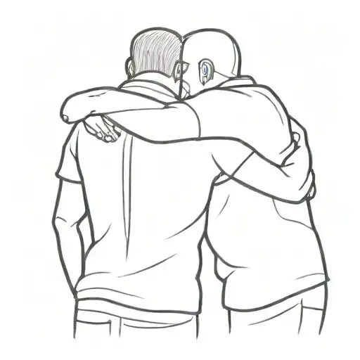 Two man hugging each other tattoo design idea