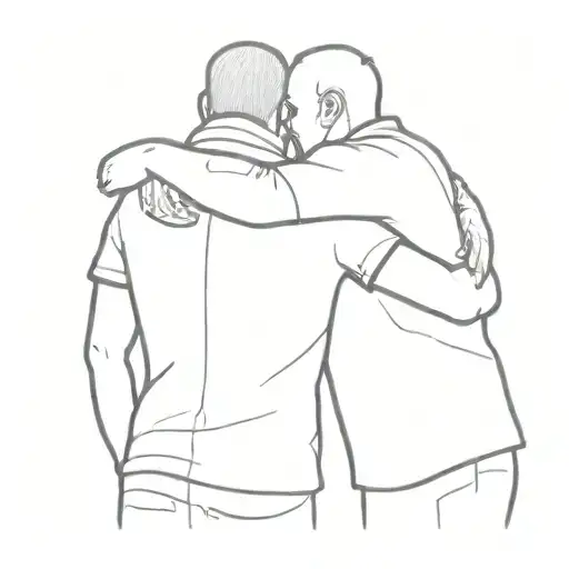 Two man hugging each other tattoo design idea