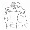 Two man hugging each other tattoo design idea