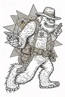 abominable snowman with a Sheriff's badge and necktie tattoo design idea