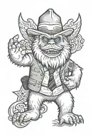 abominable snowman with a Sheriff's badge and necktie tattoo design idea