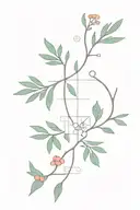 Juniper Branch With Eight Elements: Leaf Berry, Flower, Butterfly, Bird, Star, Heart And A Puzzle. tattoo design idea