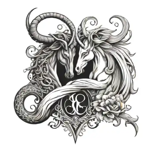 capricorn gemini love tattoo design idea