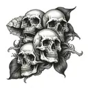 3 skull head tattoo design idea