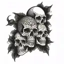 3 skull head tattoo design idea
