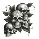 3 skull head tattoo design idea