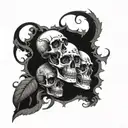 3 skull head tattoo design idea
