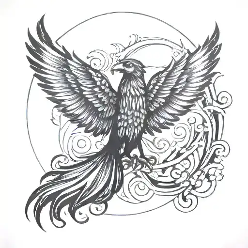 Phoenix in a Circular Frame: A phoenix would keep the mythological theme intact. Its feathers and the idea of rebirth co tattoo design idea