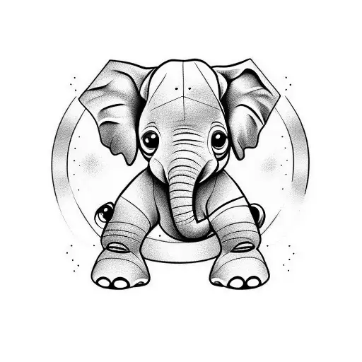 baby elephant tattoo design idea