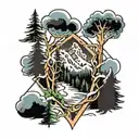 ski mountain trees tattoo design idea