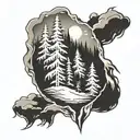 ski mountain trees tattoo design idea