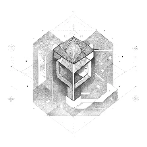 A minimalist representation of a data engineer's tools with the Gemini symbol hidden within tattoo design idea