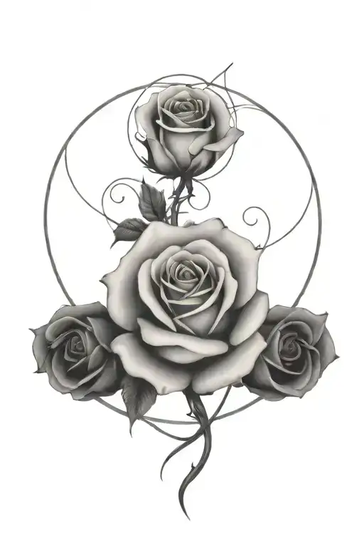 small beautiful rose surrounded by music notes intertwined tattoo design idea