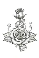 small beautiful rose surrounded by music notes intertwined tattoo design idea