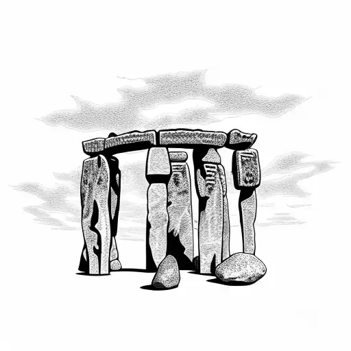Stonehenge no background all stones from 45 degree angle tattoo design idea