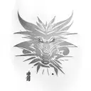 satoru GOJO and palm trees tattoo design idea