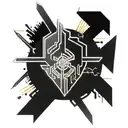 CYBERPUNK AND CHRISTIAN STYLE SWORD AND SHIELD tattoo design idea