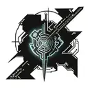 CYBERPUNK AND CHRISTIAN STYLE SWORD AND SHIELD tattoo design idea