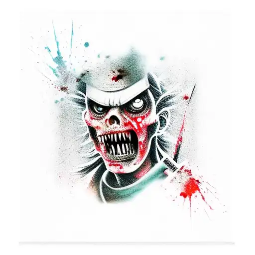 Zombie samurai tattoo design idea