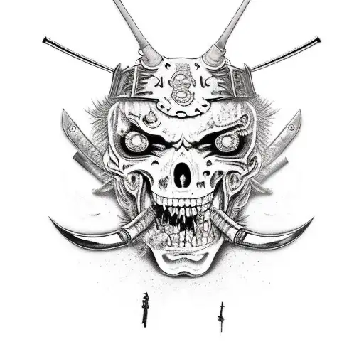 Zombie samurai tattoo design idea