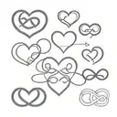 3,5,8,heart, infinity symbol incorporated tattoo design idea