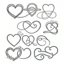 3,5,8,heart, infinity symbol incorporated tattoo design idea
