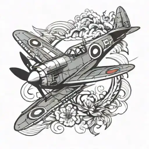 spitfire fighter plane line tattoo tattoo design idea