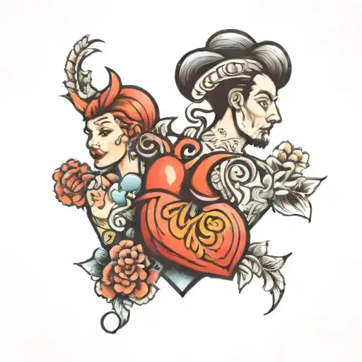 mom dad with heart tattoo tattoo design idea