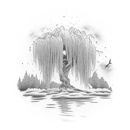 weeping willow tattoo design idea