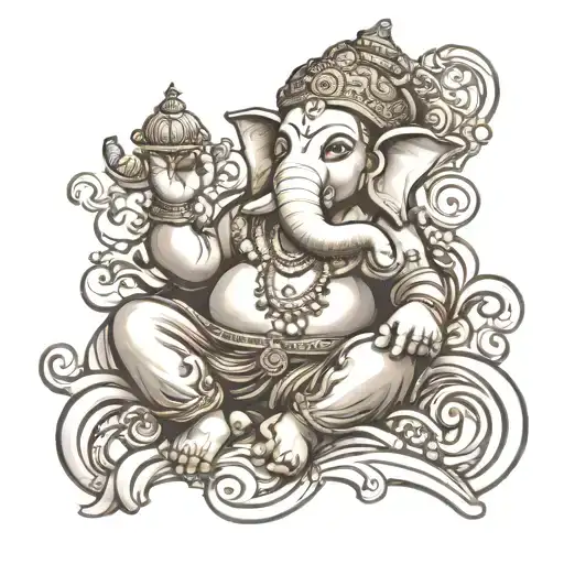 Ganpati sitting on top tattoo design idea