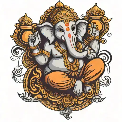 Ganpati sitting on top tattoo design idea