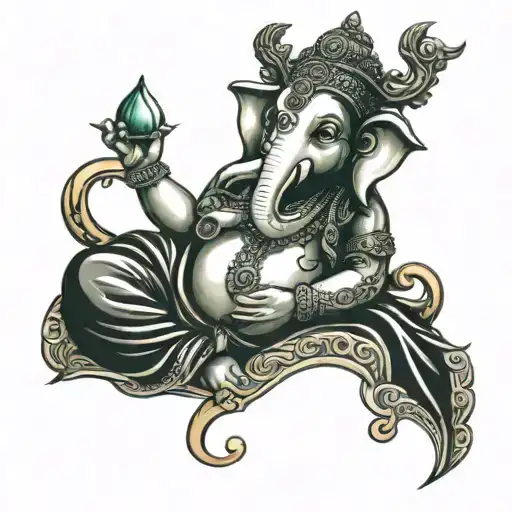 Ganpati sitting on top tattoo design idea