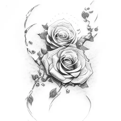 Phoenix rose ivy date tattoo design idea
