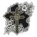 Christian Cross with bible verse, "Even though I walk through the valley of the shadow of death, I fear no evil" tattoo design idea