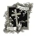 Christian Cross with bible verse, "Even though I walk through the valley of the shadow of death, I fear no evil" tattoo design idea