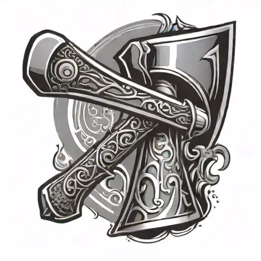 Create a manager-themed tattoo featuring a Turkish axe as a symbol of leadership tattoo design idea