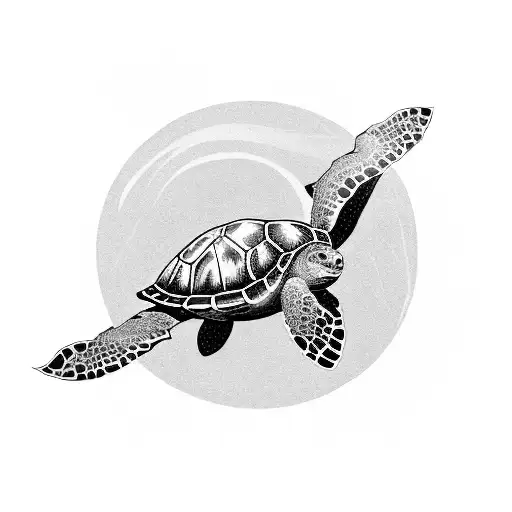 A black hole with sea turtles around tattoo design idea