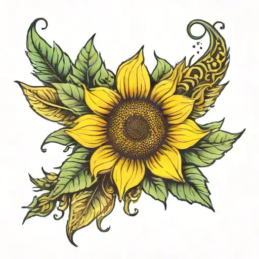 sunflower tattoo with the name Sophie tattoo design idea