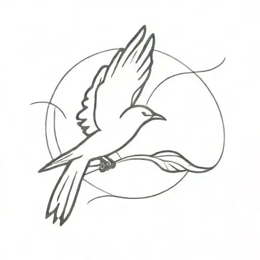 fine line bird flying tattoo design idea