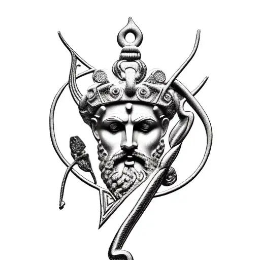 Zeus with Greek meander tattoo design idea