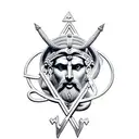 Zeus with Greek meander tattoo design idea