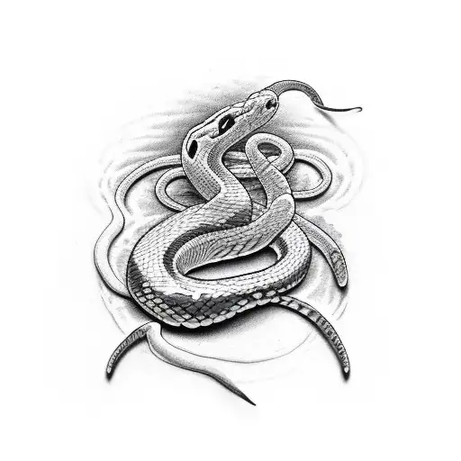 man killing a snake with a blade tattoo design idea