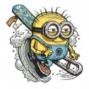 minion bob whit skis instead of a surfboard tattoo design idea