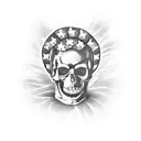 American flag, with chains and skull, and flowers tattoo design idea
